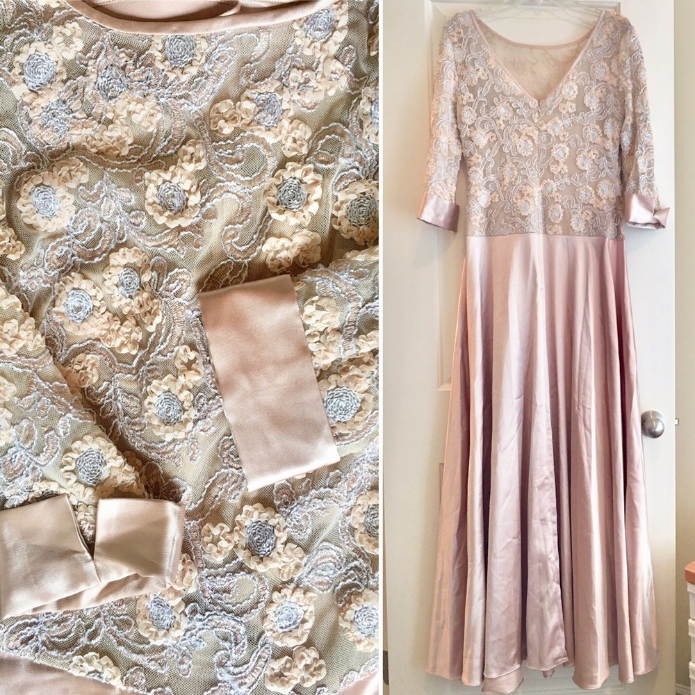 Blush Embellished Floral Maxi Gown Size 10 Formal